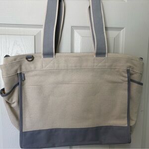 Thirty-One Gray and Cream Tote Bag with Durable Design